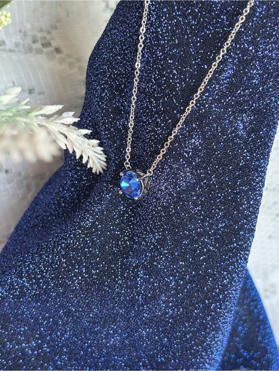 Park Lane Jewelry - Park Lane Impression Silver Necklace with Deep Blue Crystal Pendant